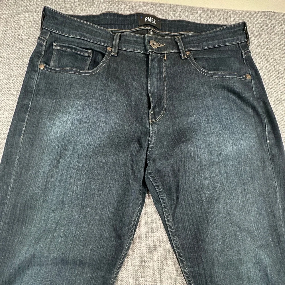 Paige Federal Slim Straight Jeans Mens 33x34 Cellar Indigo Stretch Made in USA